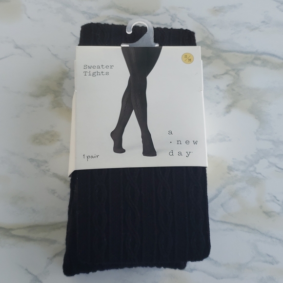 Cable Knit Sweater Tights S/M Black